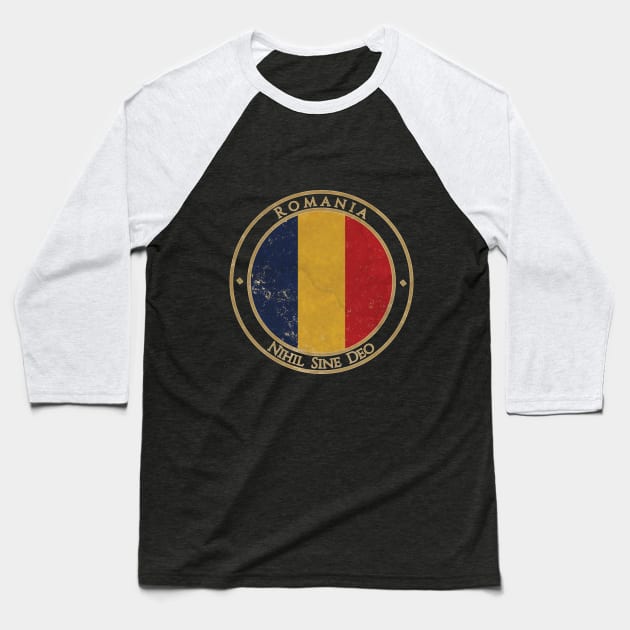 Vintage Romania Europe European EU Flag Baseball T-Shirt by DragonXX